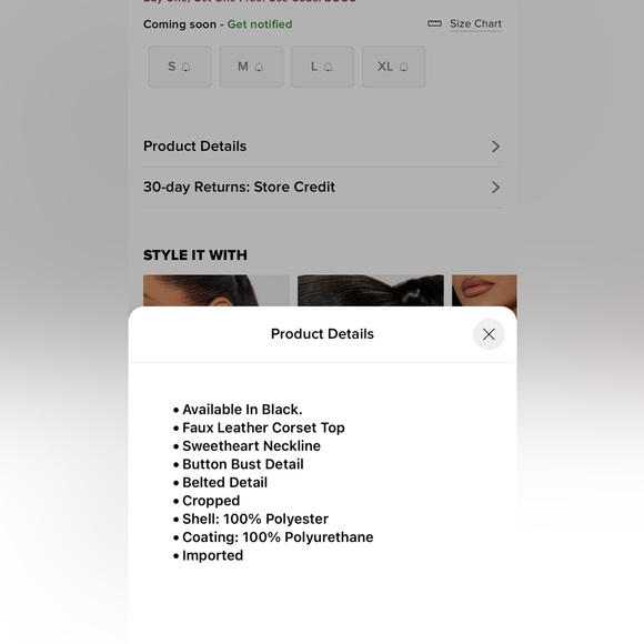 Faux leather corset top - Picture 2 of 5